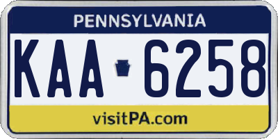 PA license plate KAA6258