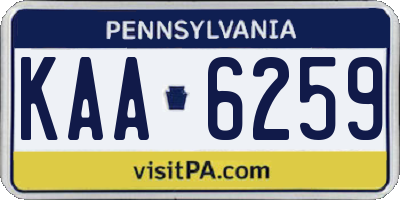 PA license plate KAA6259
