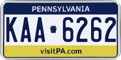 PA license plate KAA6262