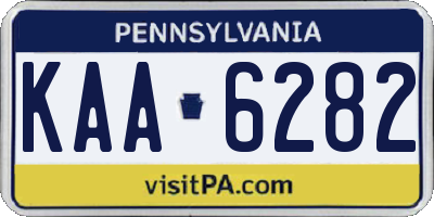 PA license plate KAA6282