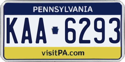 PA license plate KAA6293