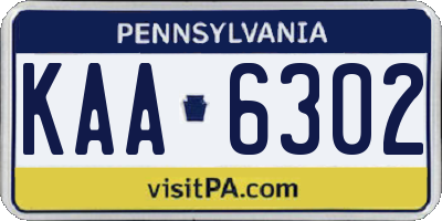 PA license plate KAA6302