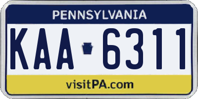 PA license plate KAA6311
