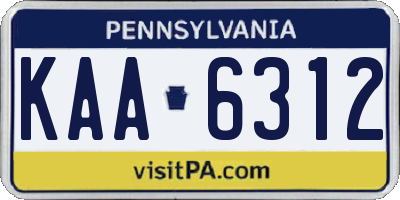 PA license plate KAA6312
