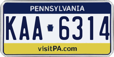 PA license plate KAA6314