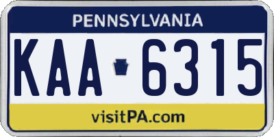 PA license plate KAA6315