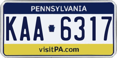PA license plate KAA6317