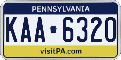 PA license plate KAA6320