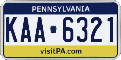 PA license plate KAA6321