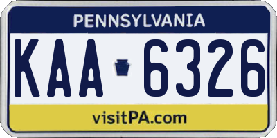 PA license plate KAA6326