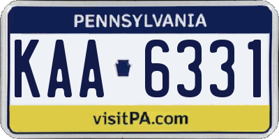 PA license plate KAA6331