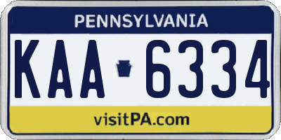 PA license plate KAA6334
