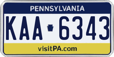 PA license plate KAA6343