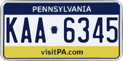 PA license plate KAA6345