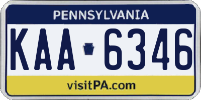 PA license plate KAA6346