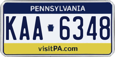PA license plate KAA6348