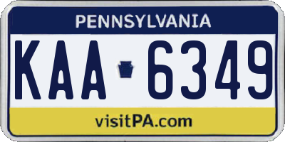 PA license plate KAA6349