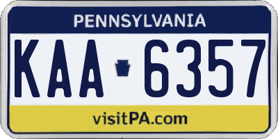 PA license plate KAA6357