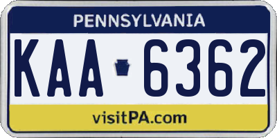 PA license plate KAA6362