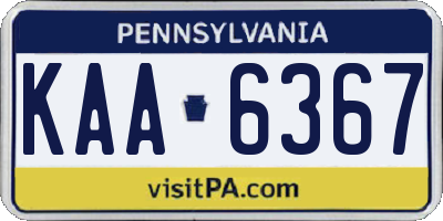 PA license plate KAA6367