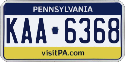 PA license plate KAA6368