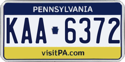 PA license plate KAA6372