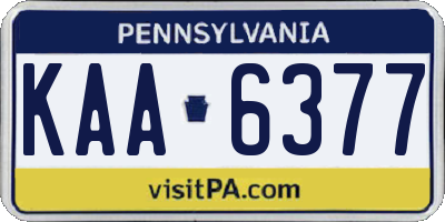 PA license plate KAA6377