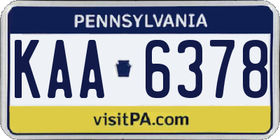 PA license plate KAA6378