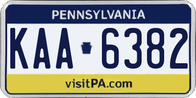PA license plate KAA6382