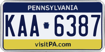 PA license plate KAA6387