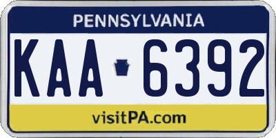PA license plate KAA6392