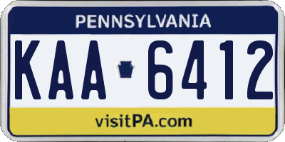 PA license plate KAA6412