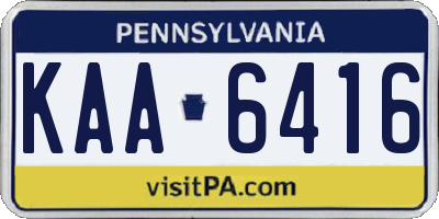 PA license plate KAA6416