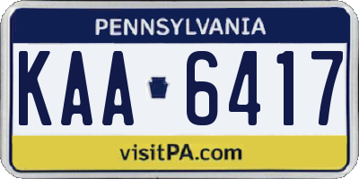 PA license plate KAA6417