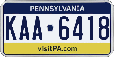 PA license plate KAA6418