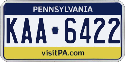 PA license plate KAA6422