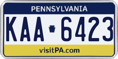 PA license plate KAA6423