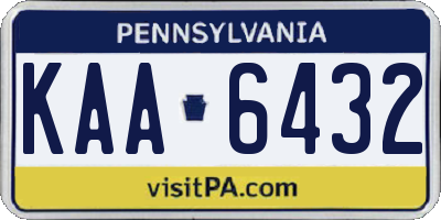 PA license plate KAA6432