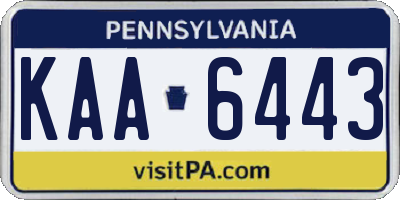 PA license plate KAA6443