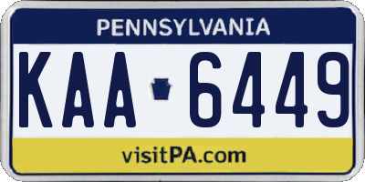 PA license plate KAA6449