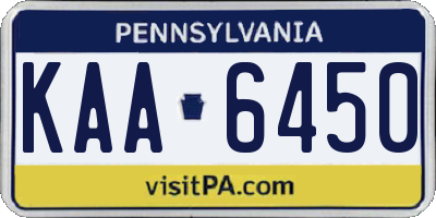 PA license plate KAA6450