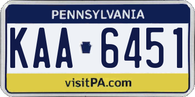 PA license plate KAA6451