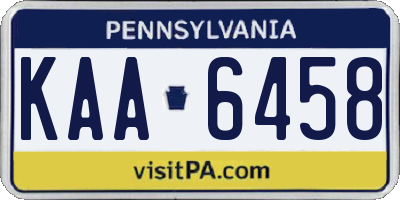 PA license plate KAA6458