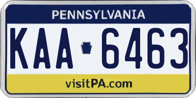 PA license plate KAA6463