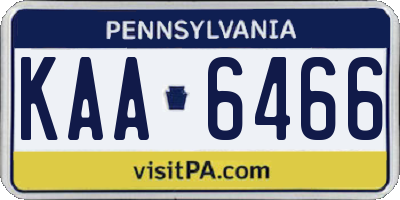 PA license plate KAA6466