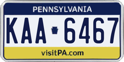 PA license plate KAA6467