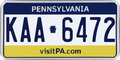 PA license plate KAA6472