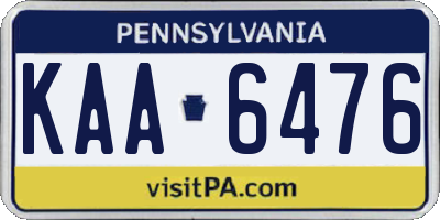 PA license plate KAA6476