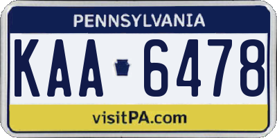 PA license plate KAA6478