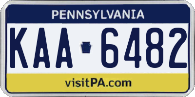 PA license plate KAA6482